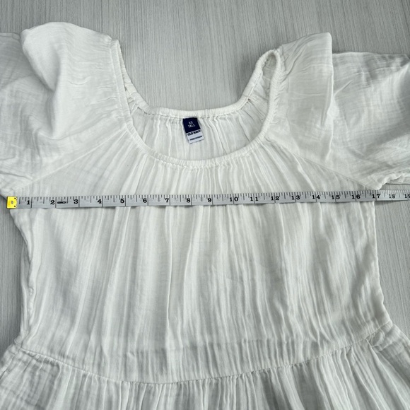 OLD NAVY Mini Dress White XS Tall Crinkle Gauze Tiered Pockets Flowy Peasant NWT - Picture 10 of 15